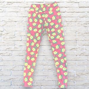 2for$15 3for$20 NEW LuLaRoe One Size Leggings -  Pink w/ yellow flowers